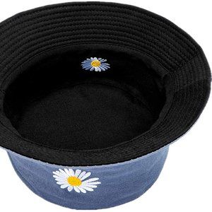 Sun Hat Summer Flower Reversible Bucket NavyBlack